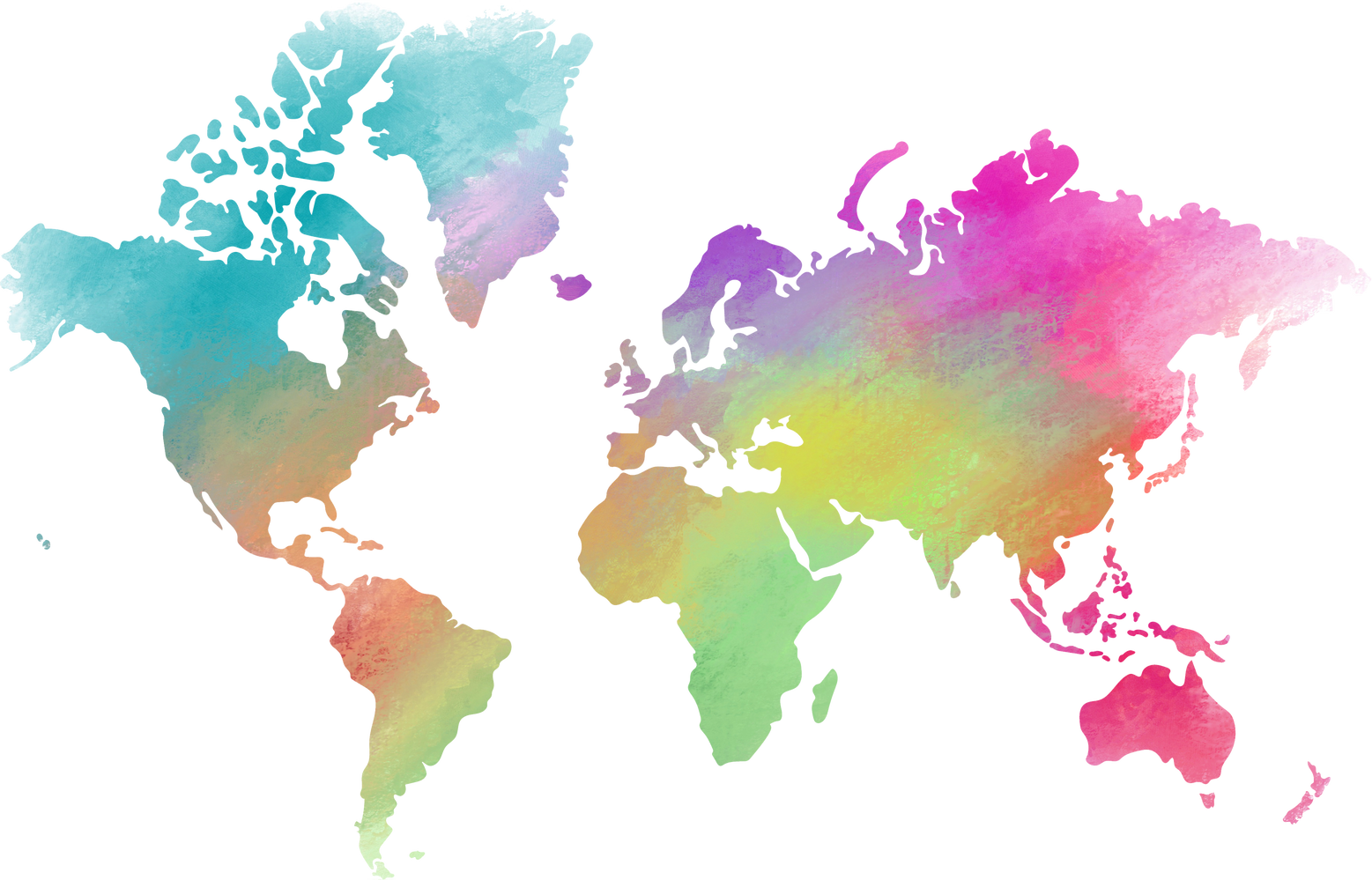 Colorful World Map Watercolor Illustration 